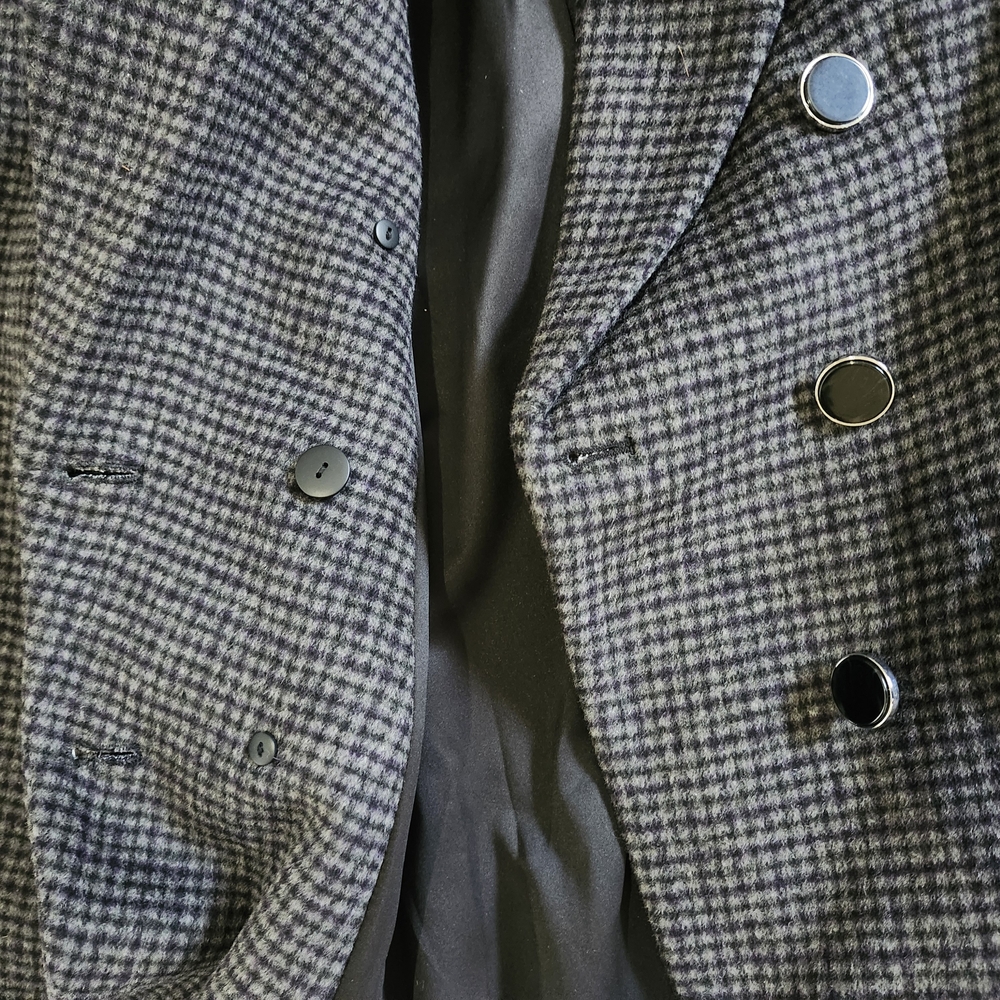 Club Monaco Black and Gray Checkered Trench Coat - Picture 7 of 9